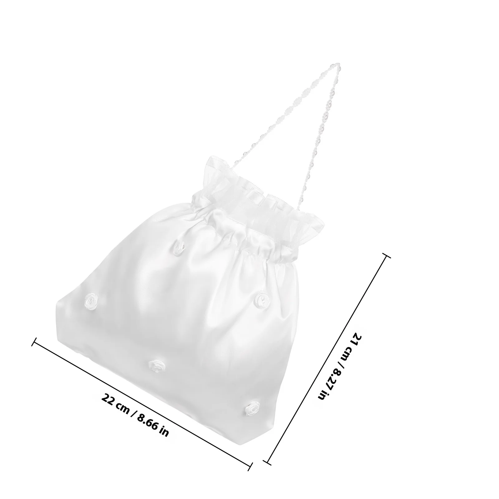 Schicke Braut-Dolly-Tasche, weiße Kordelzug-Clutch für Hochzeit, Brautjungfer, Blumenparty, Kommunion, elegante Handtasche