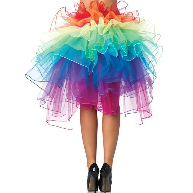 Mehrlagiger Regenbogen-Bustle-Rock für Damen, Tanz-Tüll-Tutu-Rock für Clubwear, Karneval, amerikanische Partyröcke, Tanzfee – Detail 3