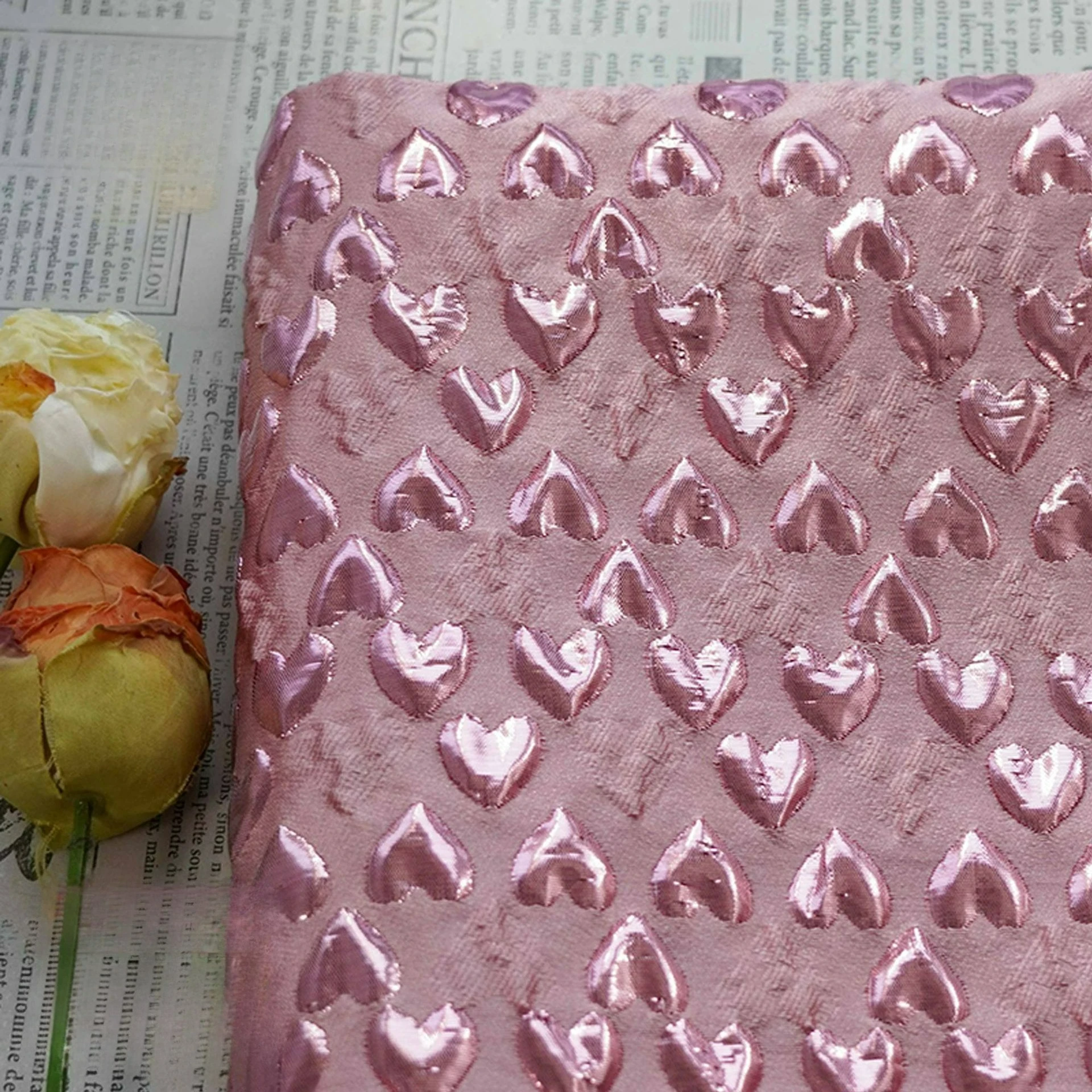 

3d Relief Heart Romantic Style Jacquard Fabric Women's Dress Vest Jacket Luggage Bag Decorative Sewing Fabric