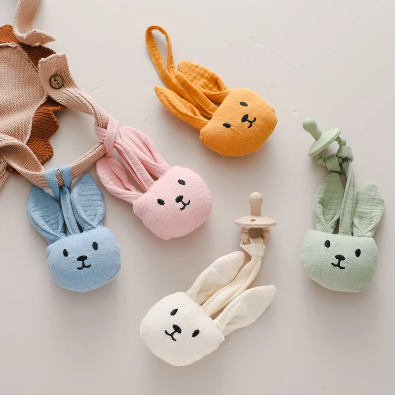 Baby Pacifier Clip Cartoon Bunny Cotton Pacifier Holder Mother-Kids Nipple Holder Baby Accessory Pacifiers Clips Baby Toys Gifts