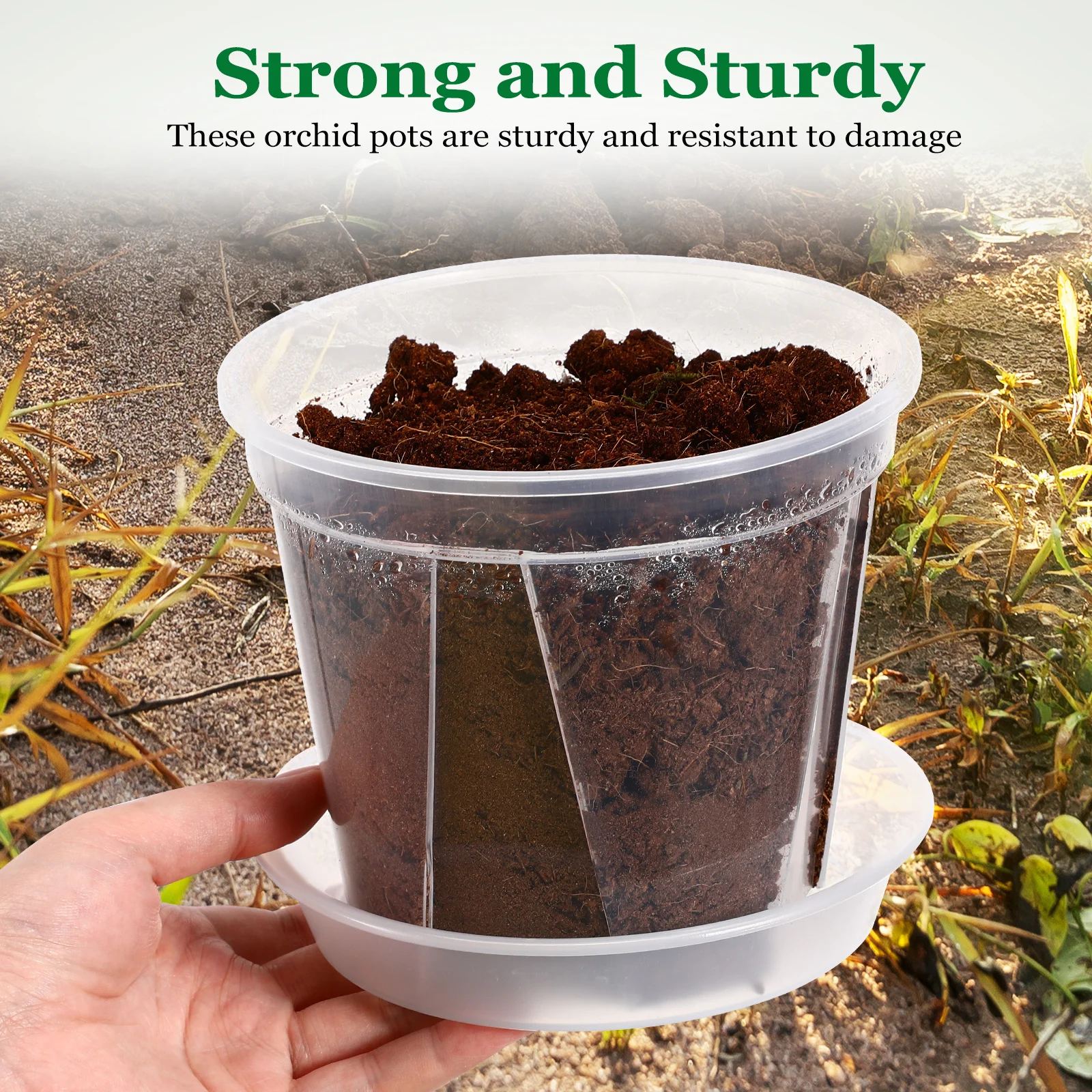 5Pcs Clear Plant Pots with Ventilation Holes Transparent Flower Pots for Plants Drainage Design Ideal for Succulents and Indoor