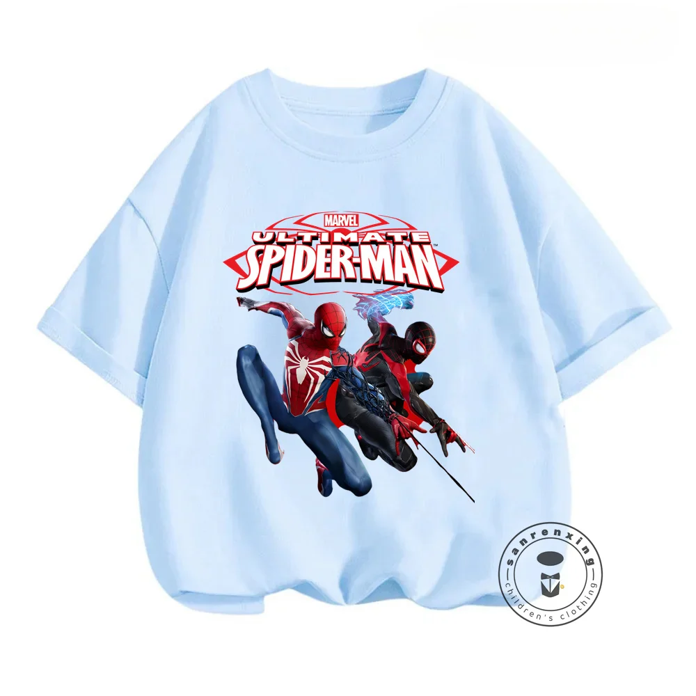 Awesome Summer Street Fashion with Marvel's Avengers Spider-Man T-Shirts Cool Cartoon Prints on Stylish Tops for Boys and Girls