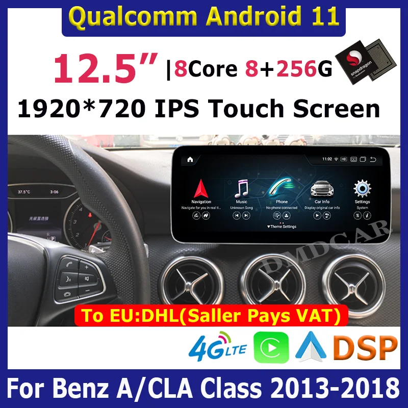 

12.5 inch Snapdragon Android 11 Car Multimedia Player GPS Radio for Mercedes Benz A W176 CLA C117 X117 GLA X156 2013-2018