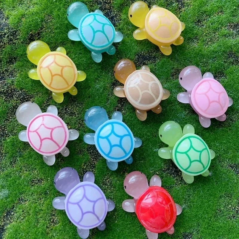 Glowing Mini Turtle Ornaments Resin Glowing Turtle Craft Miniatures Cute Turtles Micro Landscape Figurines Home Decoration Gift