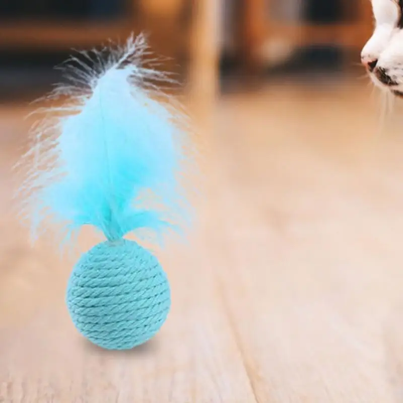 Cat Self-Happy Toy Amusing Cat Ball Sound Catch Feather Pet Exercise Ball Bite Resistant Cat Toys Pet Supplies