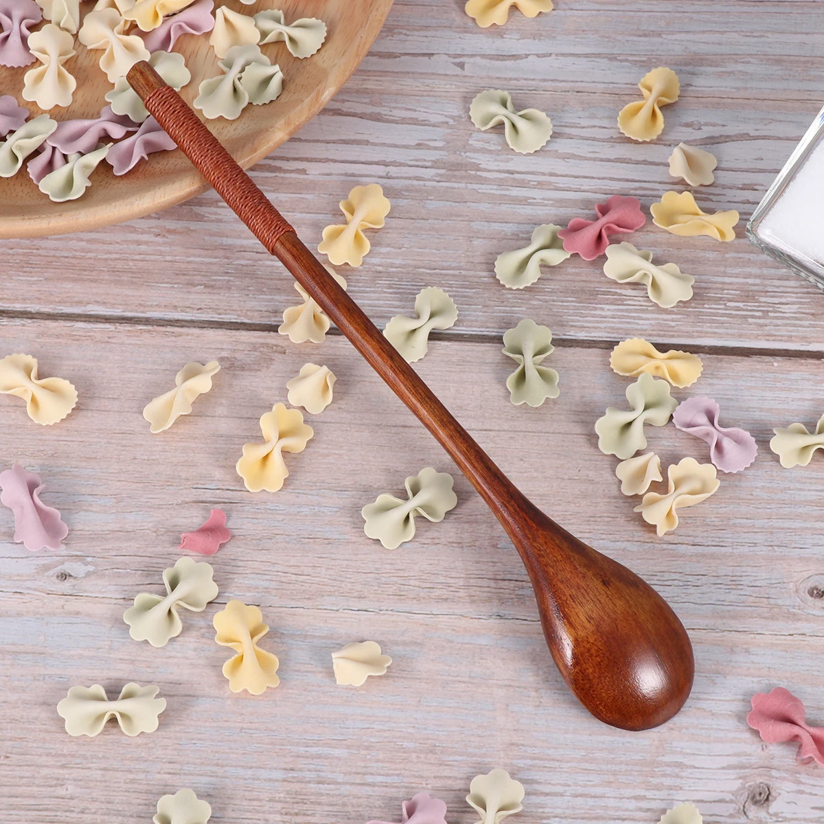 

5Pcs Honey Wooden Spoon Stirring Tablespoon Reusable Long H Eco Friendly Japanese Meal Bamboo