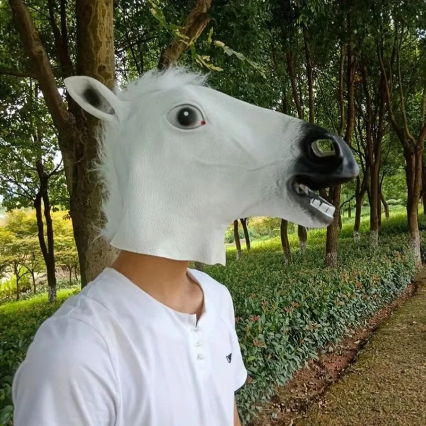 

1 Pcs Simulation Horse Head Mask Cosplay Costume Party Funny Festival Horse Head Mask Headgear Creative Animal Role-playing Tool