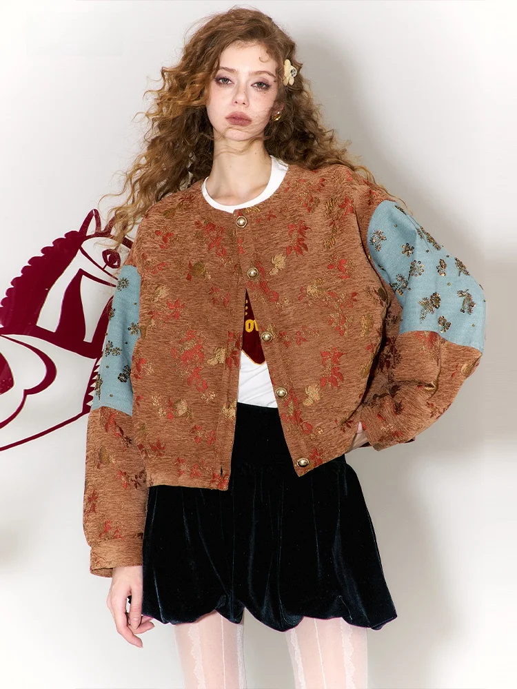 

Artistic Fairy ket Embroidered Jaet Women's Winter Loose Fit Long Sve round Ne Pullover Polyester Fiber New Year's ...