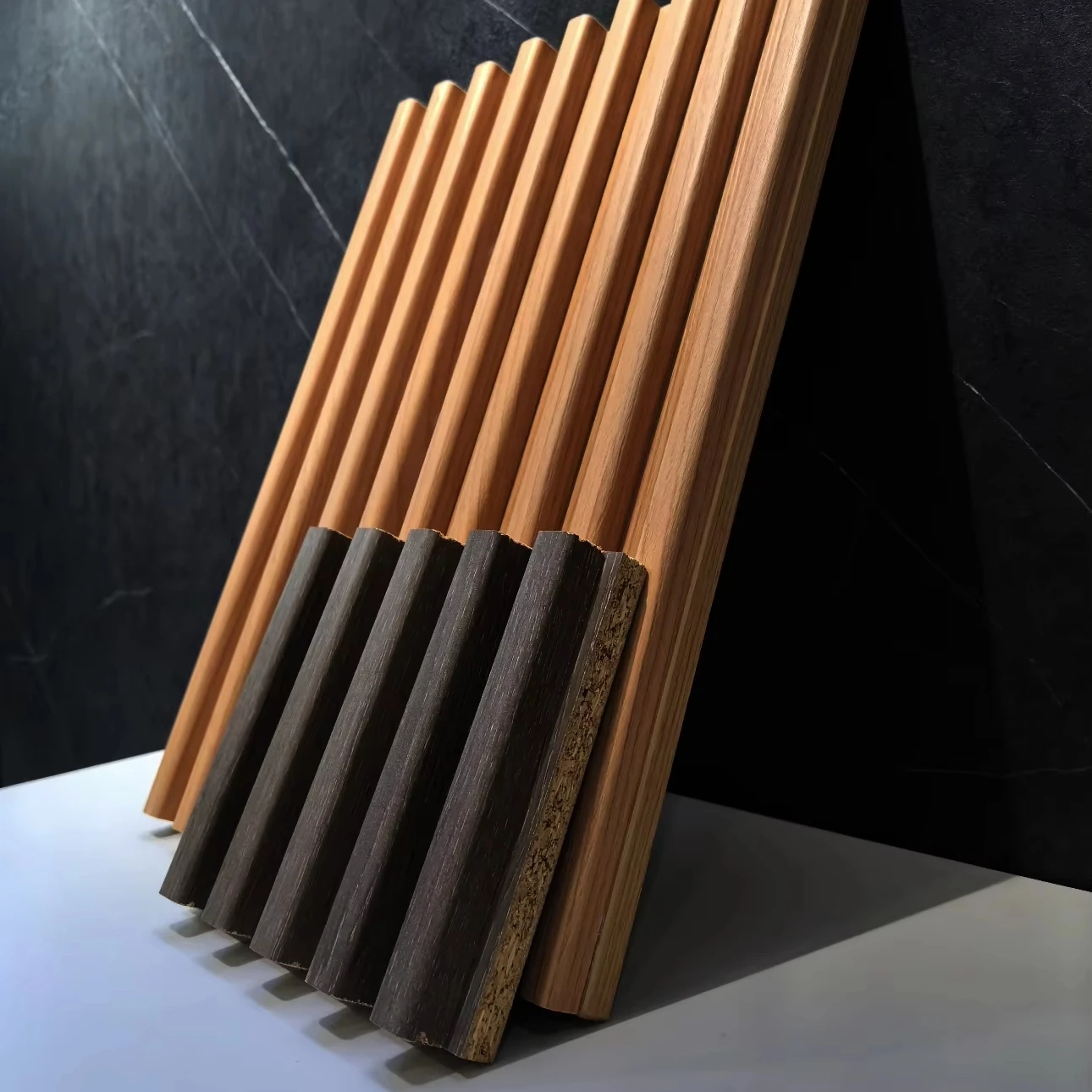 Solid Wood Acoustic Exterior Outdoor Wall Cladding Panels Waterproof Fireproof Features For Bathroom Staircase ISO9001