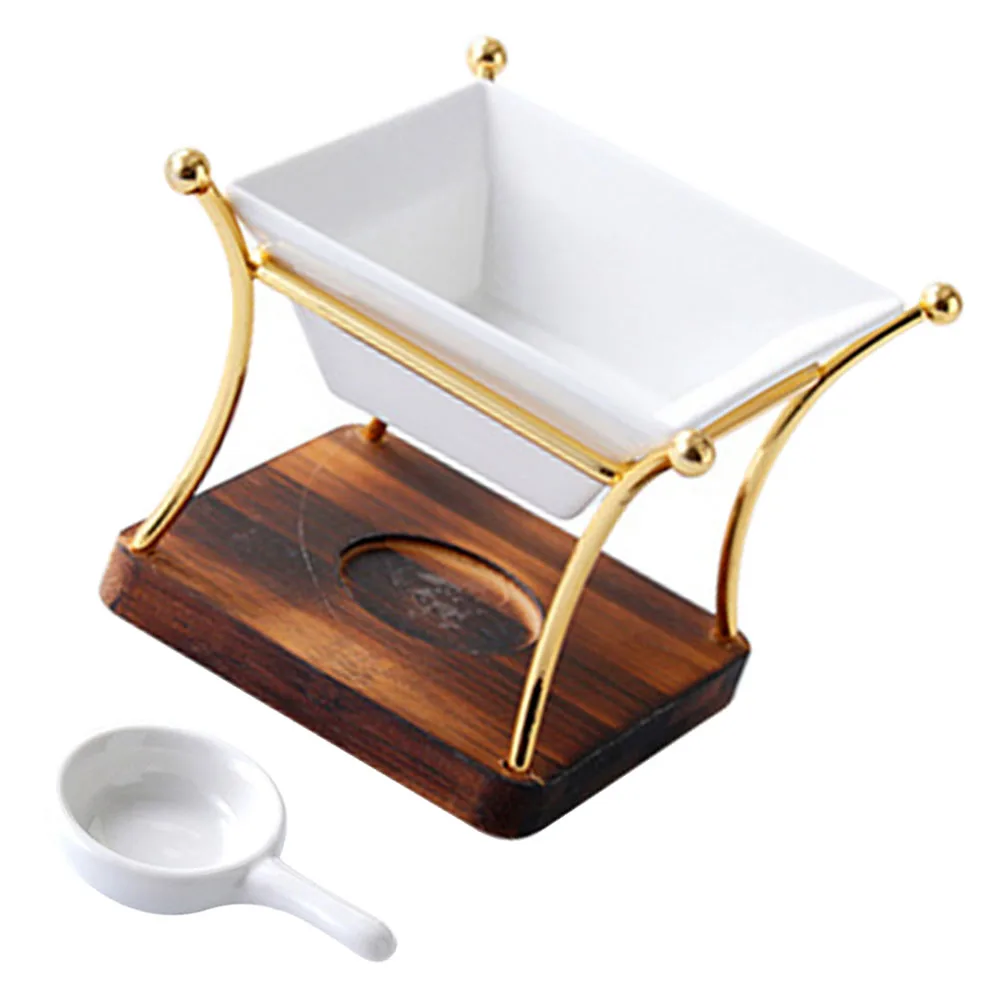 

1Set Aroma Burner Ceramic Wooden Tealight Holder Essential Oil Diffuser for Bedroom Living Room Decor Scented