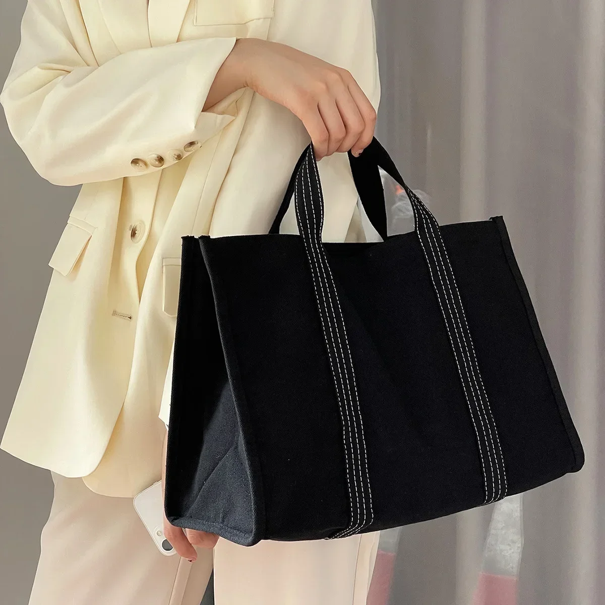 Fashion trend versatile simple stripe large capacity canvas comfortable tote factory direct sales  bags for women  designer bags