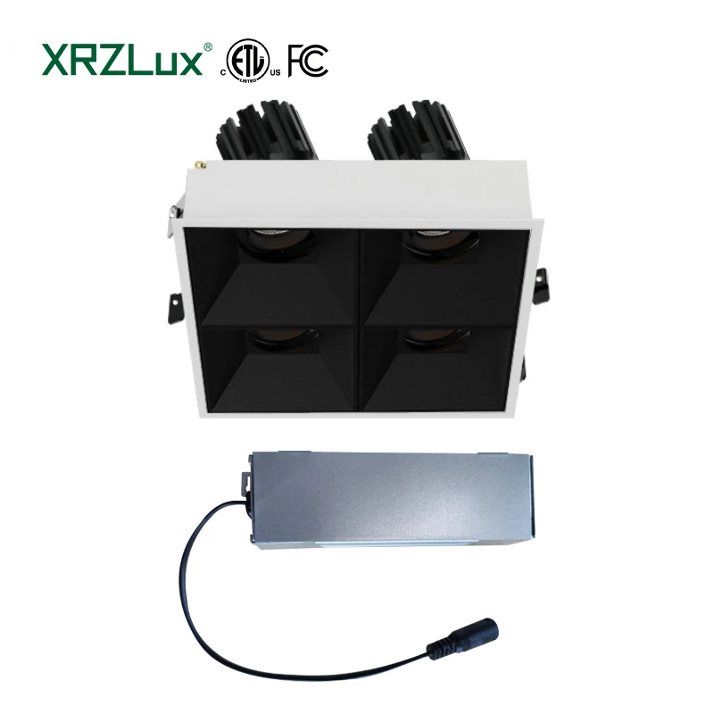 

XRZLux ETL 10W Four-Head Adjustable COB Downlight Modern Design LED Ceiling Spotlight Aluminum Anti-Glare for Home or Hotel