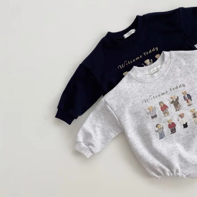 Newborn Baby Cartoon Long Sleeves Bodysuit 0-2y Infant Cute Soft Clothes Fashion Letter Cotton New Sweatshirts Outfits One Piece