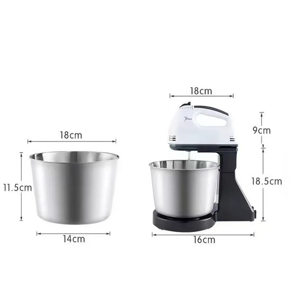 2026 300W 2L handheld electric dough mixer stainless steel kitchen tool with mixer and pop-up button, gift box packaging