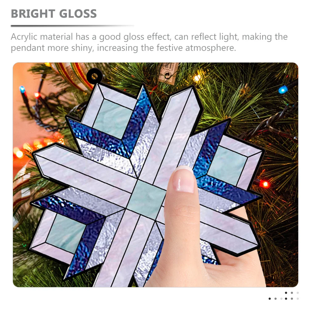 

Acrylic Christmas Tree Snowflake Hanging Ornament Double Sided Gloss Decorative Ornament for Windows Porch Holiday Christmas