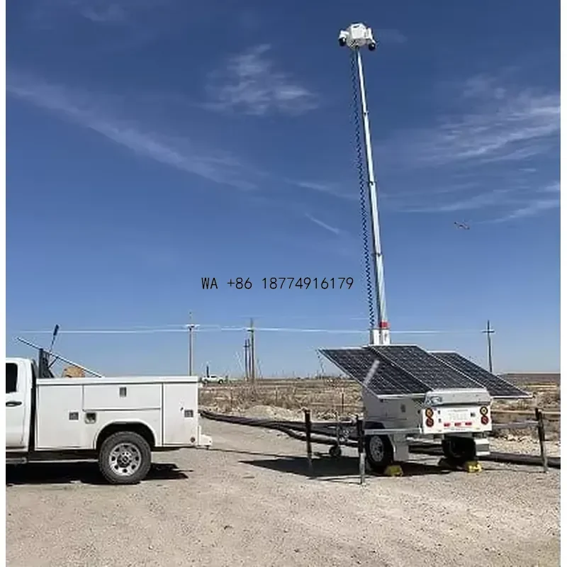 wmwmnu Off-grid 4G SIM card Solar monitoring system 9600Wh battery powered CCTV trailerODM OEM