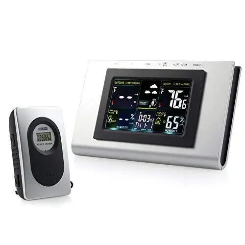 Digital LCD Wireless Indoor Outdoor Weather Station Temp Thermometer Alarm Clock Color Display Multifunction Weather Forecast