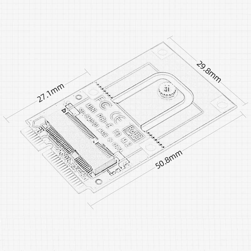 Mini adaptador PCI-E a M.2, convertidor, tarjeta de expansión, interfaz M.2 NGFF Key E para módulo inalámbrico Bluetooth WiFi para ordenador portátil y PC