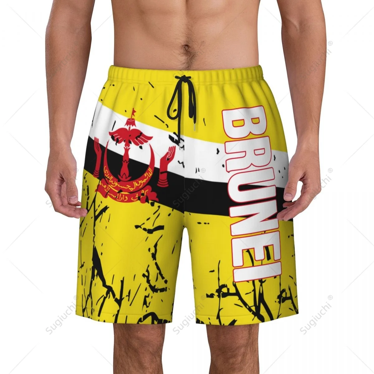 Men's Brunei Flag Beach Pants Board Shorts Surfing Boys Soccer Cycling Swimwear Running Polyester