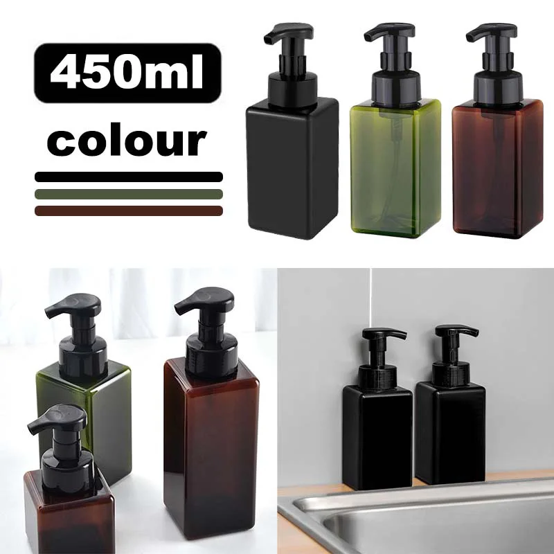 450ML Portable Square Foaming Bottle Foaming Soap Dispenser Hand Wash Shampoo Body Wash Bottles Home Bathroom Accessories