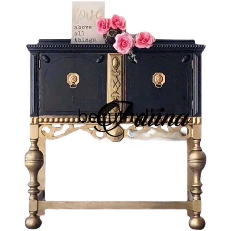 

French retro carved home entrance cabinet American light luxury living room decorative cabinet art high-end foyer cabinet