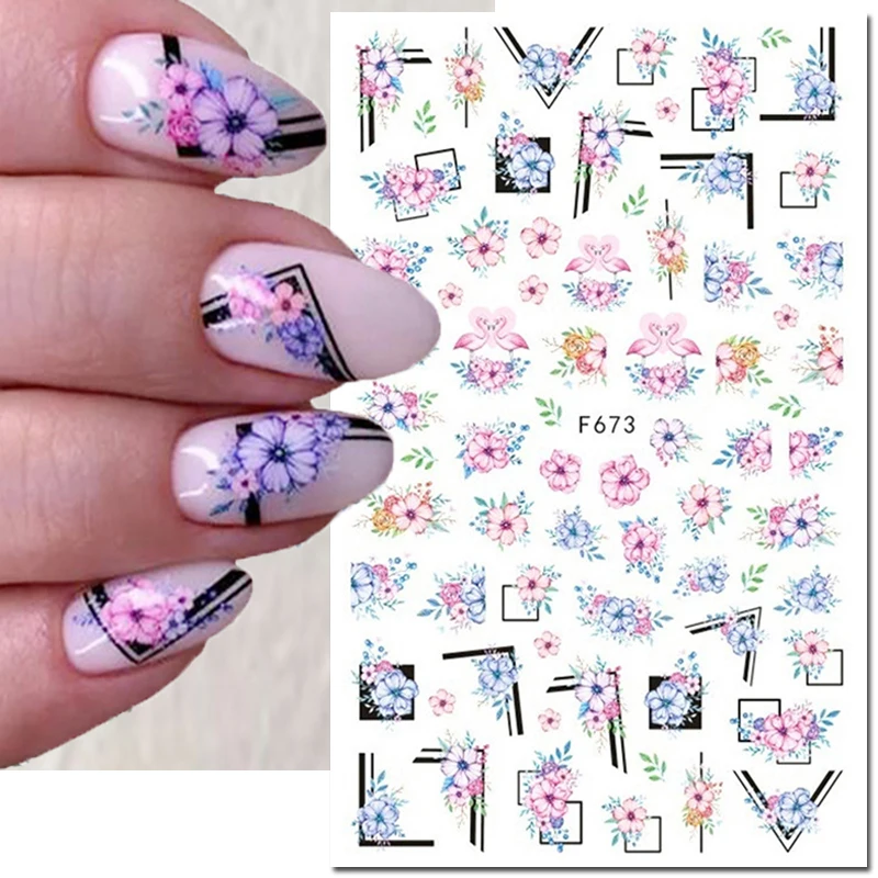 Nail Art Decalcomanie 3D Tulipano Narciso Fiori bianchi Cursori adesivi Adesivi per unghie Decorazione per punte delle unghie Bellezza