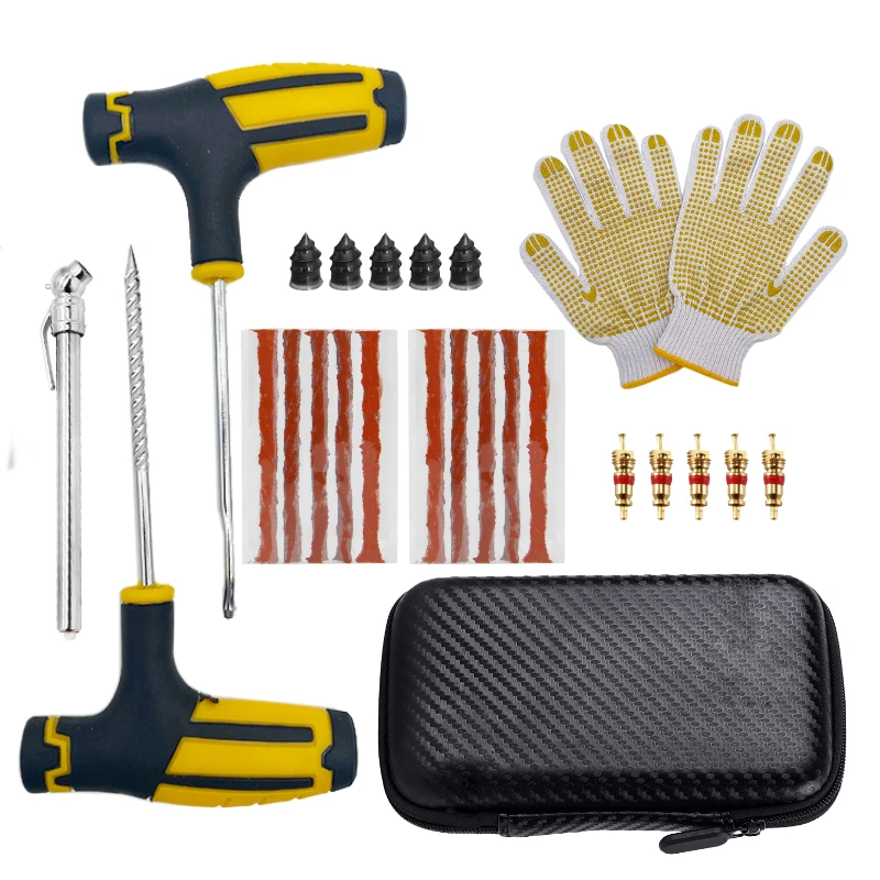 Car Motorcycle Tire Repair Kit Puncture Plug Tools Tyre Puncture Emergency for Tire Strips Stirring Glue Repair Tool Kit