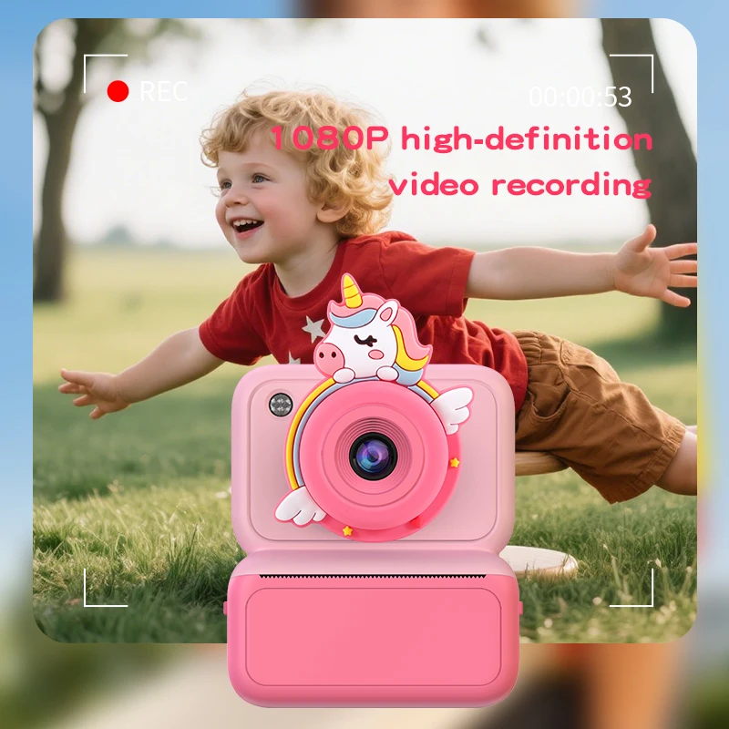 Children's Instant Camera, High-Definition Video Recording, Printable Toy Camera, One-Touch Photo Taking, Instant Photo Printing