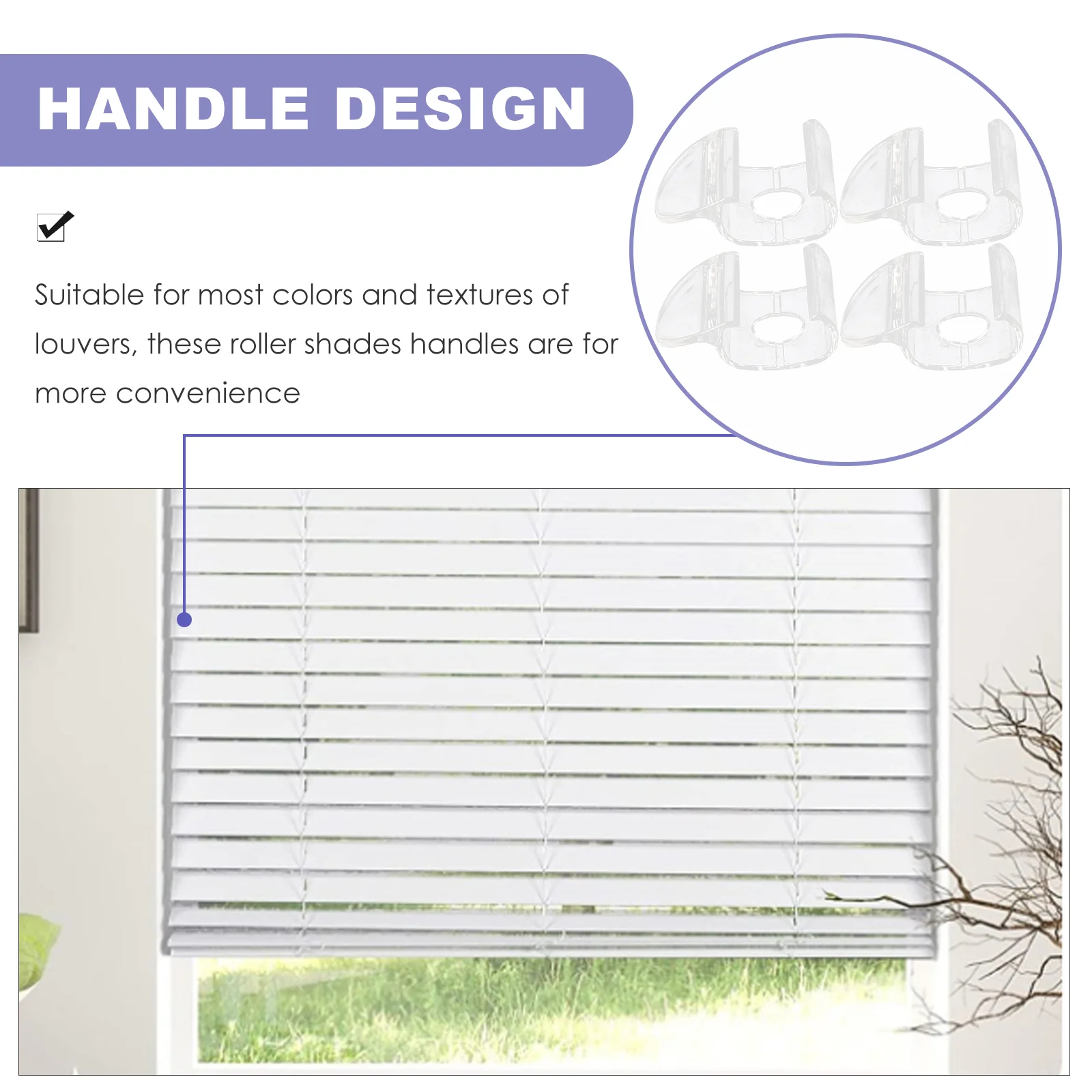 Venetian Blind Clip Handles Roller Shades Shutter Pulls Cordless down Parts Clear Lifting Grips for Black Out Curtain