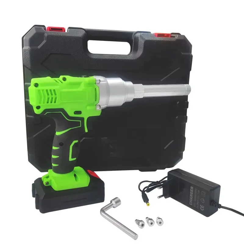 Cordless Electric Rivet Gun - Rechargeable Battery-Powered Riveter with Charger & Rivet Nozzles for Metal Wood Furniture