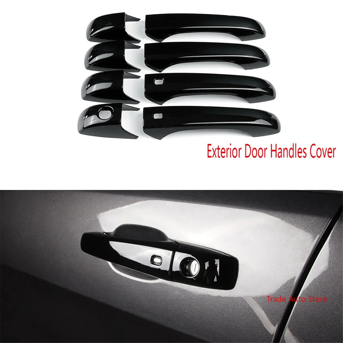 8Pcs Gloss Black Exterior Door Handles For Jeep Grand Cherokee Dodge Durango 2011-2019 Replacement Set