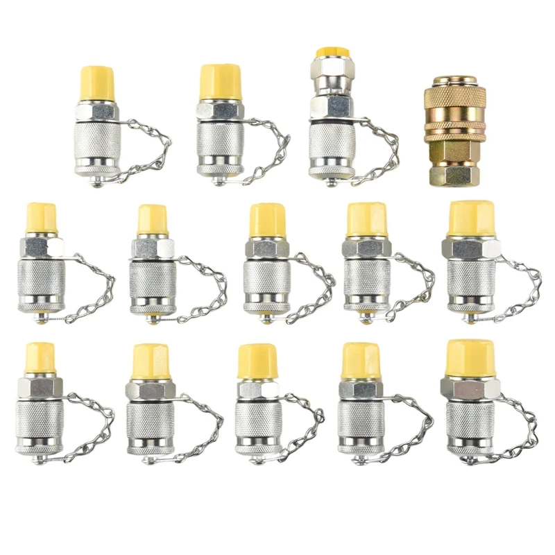 

New 14Pcs Hydraulic Pressure Test Point Testing Coupling Adapter Set for Hydraulic System Kit