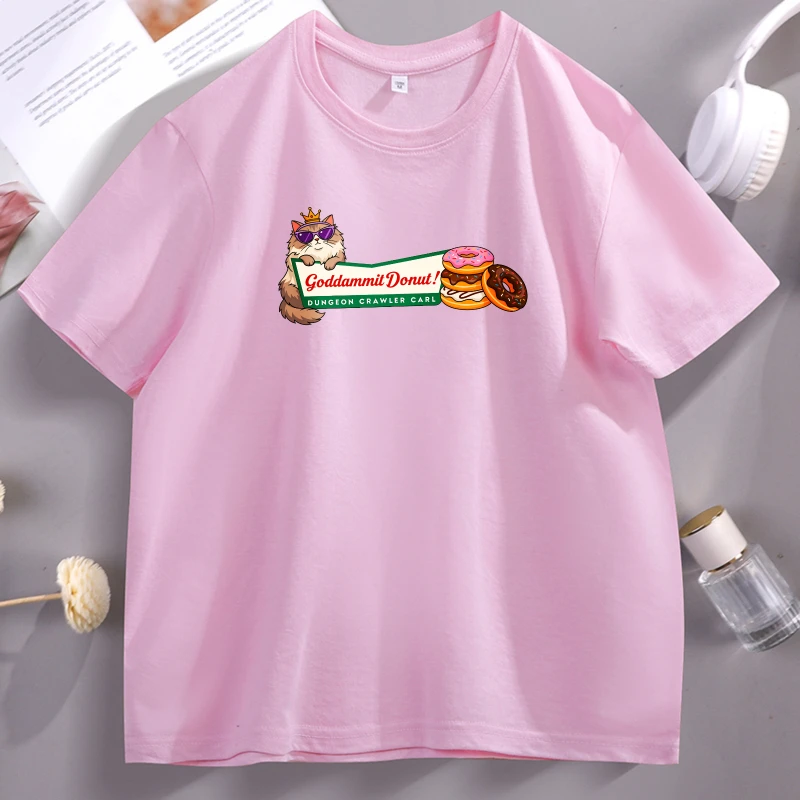 Princess Donut T-Shirt Dungeon Crawler Carl T-Shirt Katzenliebhaber Grafik T-Shirts Lustige Baumwolle Bequeme Kurzarmkleidung – Detail 6