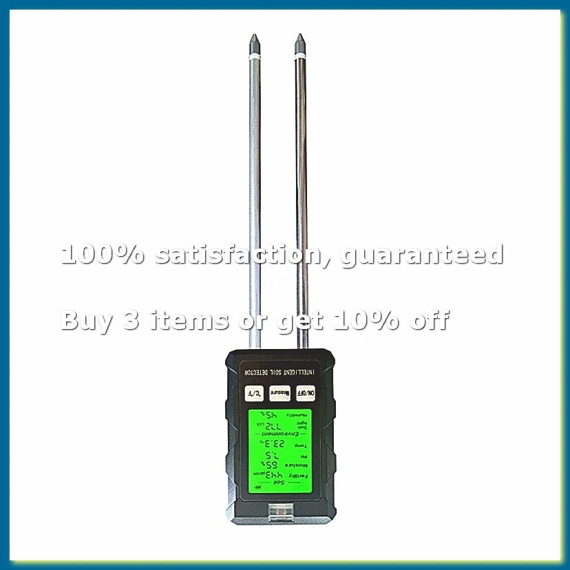 6 in 1 Multifunctional Soil Tester Soil Fertility PH Temperature Humidity Sunlight Air Moisture Detector for Gardening-A56M