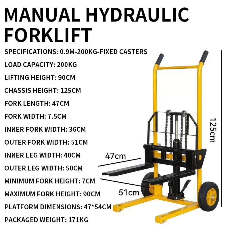 200KG/260KG Hydraulic Material Lift, Maximum Lifting Height 90 Cm, Pallet Stacking Forklift, Portable Platform(Customized)