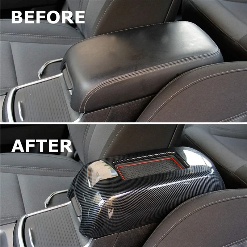 

AS57-Armrest Box Decorative Cover Armrest Box Cover Sticker Carbon Pattern Central Storage Cover For Dodge Charger 2016-2021