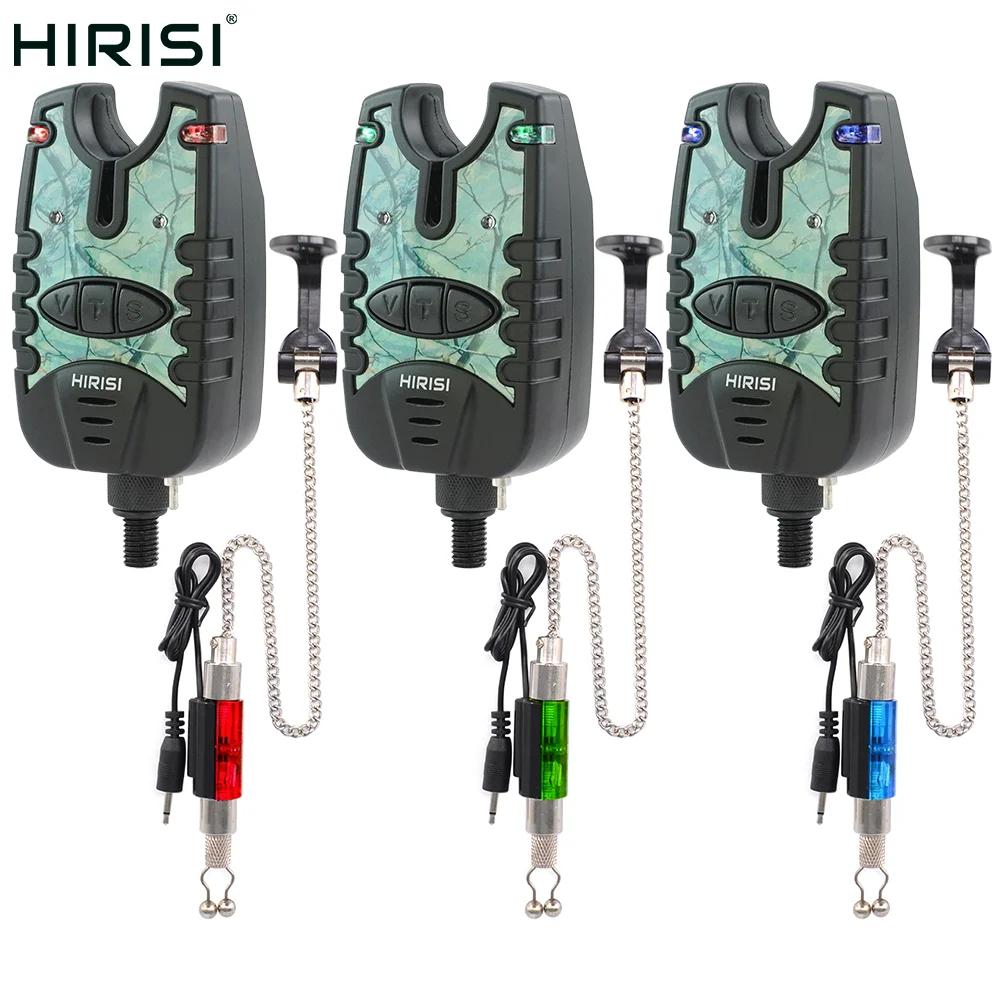 

Hirisi 3pcs Fishing Alarms with 3pcs Fishing Swingers 3 Color Fishing Bite Alarm Indicator Set B1142C Fishing Accessories