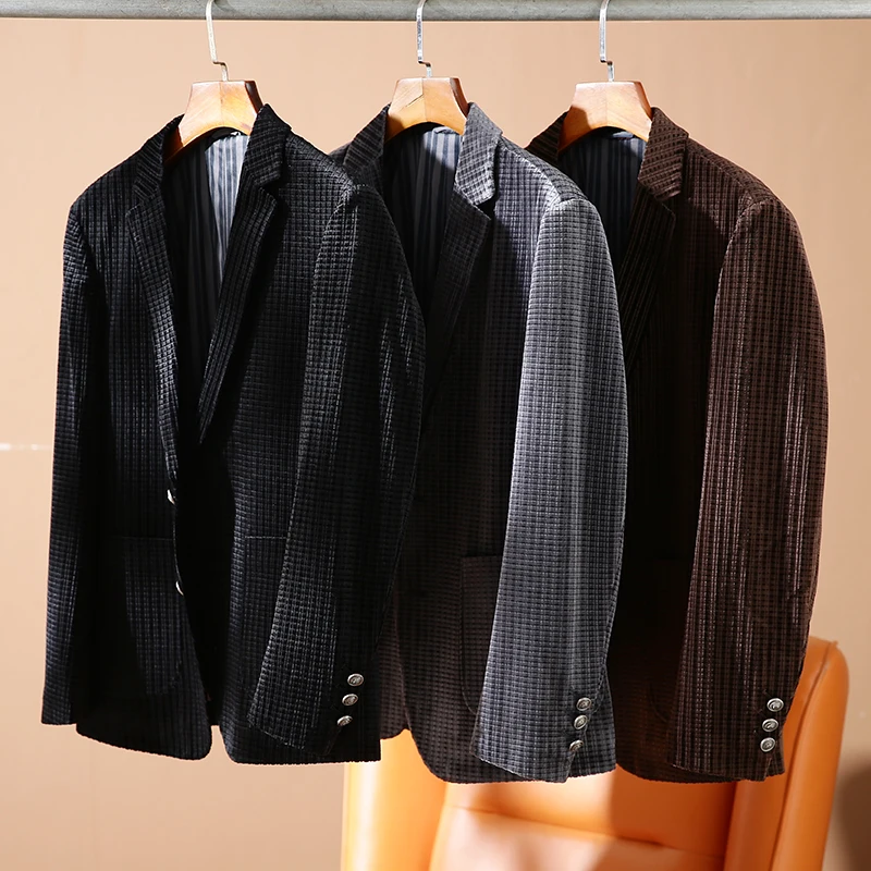 

Импортный шелковистый повседневный мужской деловой костюм: новая весенняя модель, приталенный крой, на двух пуговицах, однобортный, с длинными рукавами, пиджак