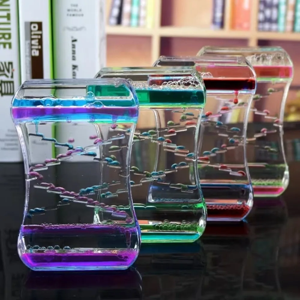 Mixed Color Liquid Motion Bubbler Oil Drop Design Leakproof Construction Hourglass Timer Spiral Timer Movement Desk Decor Timer
