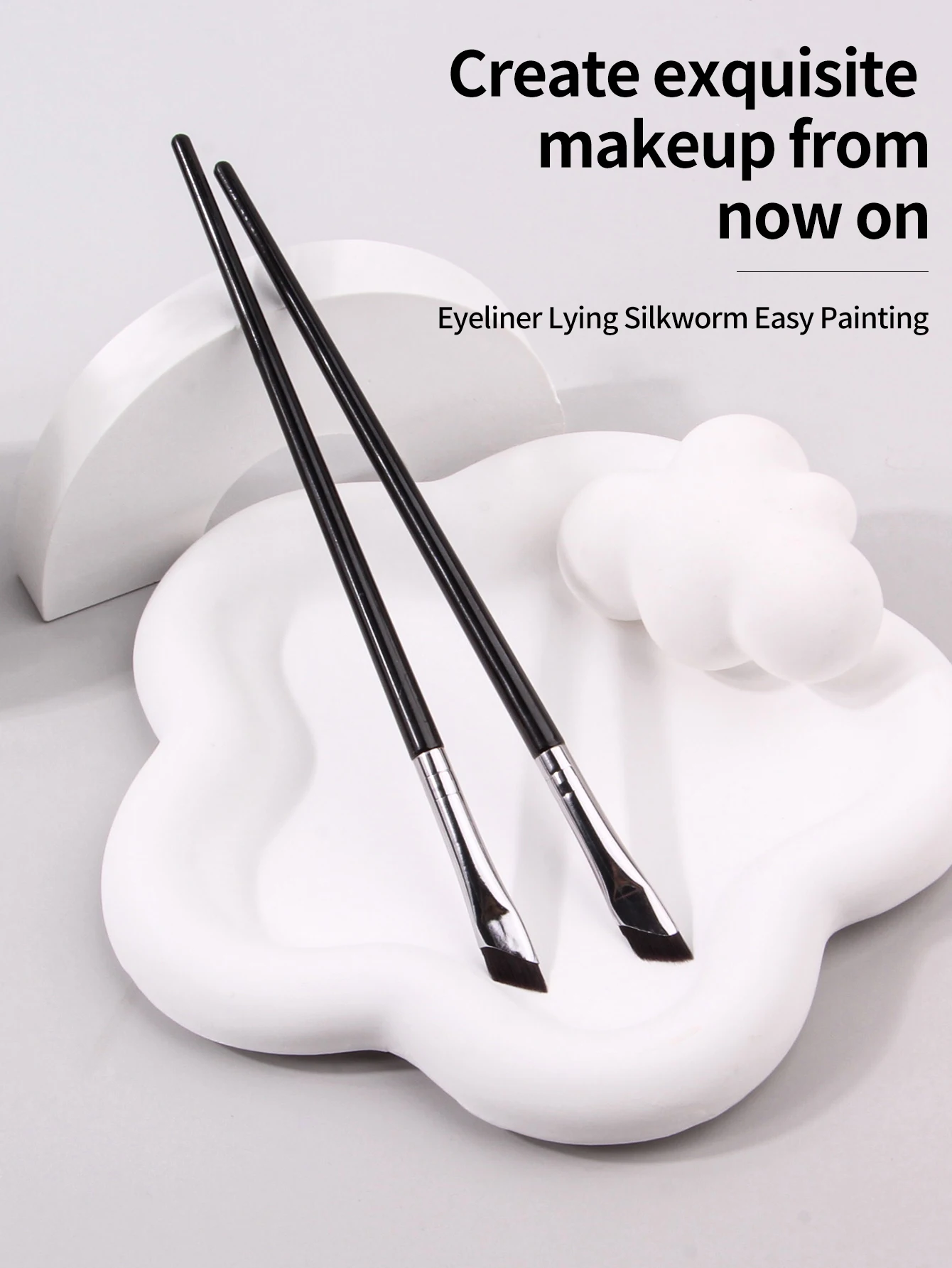 斜めヘッド付きアイライナーブラシ,アイブロウブラシ,アイシャドウ,超薄型,メイクアップツール,3個