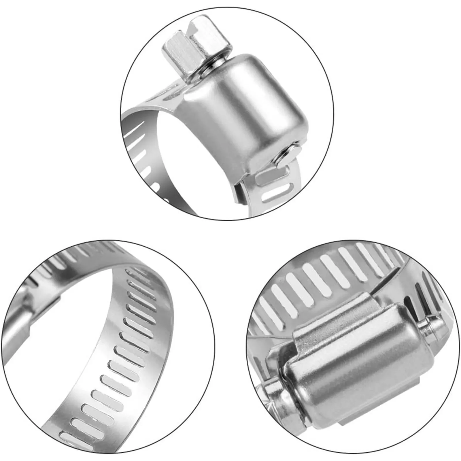 20pcs/60pcs Hose Clamp Assortment Kit Stainless Steel Hose Clamps Adjustable 1/4''-1-1/2'' (6-38mm) Swivel Metal Fuel Hose Clamp image 4