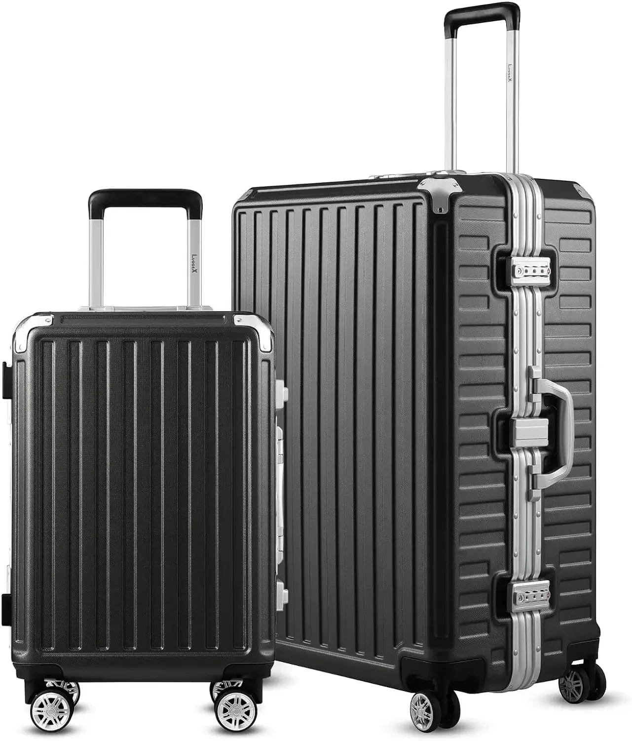 XCYLUGGEX Luggage Sets 2 Piece with Aluminum Frame, Polycarbonate Zipperless Carry On and 28 inch Checked Luggage Set,