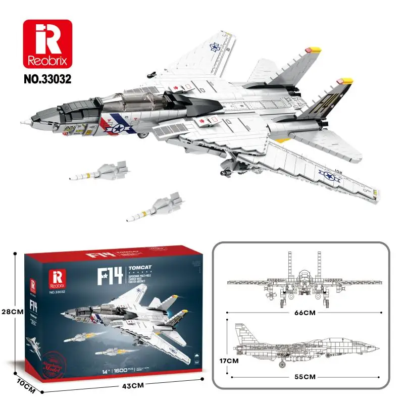 Avion de chasse militaire Tomcat F14, modèle réaliste, briques de construction de nuit, MOC Electrolux-Base, cadeau de vacances, jouet pour enfant, 1600 pièces