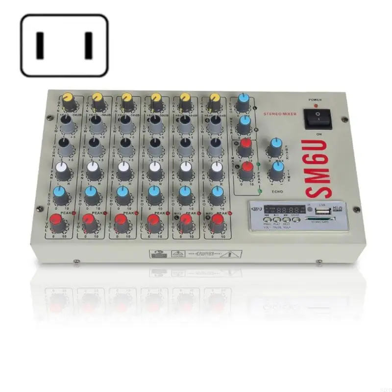 

Retail/Drop Shipping 6 Input sound Mixer Console With Cover 6 Channel Sound Console Mixing System Mixer For Stage Accessories