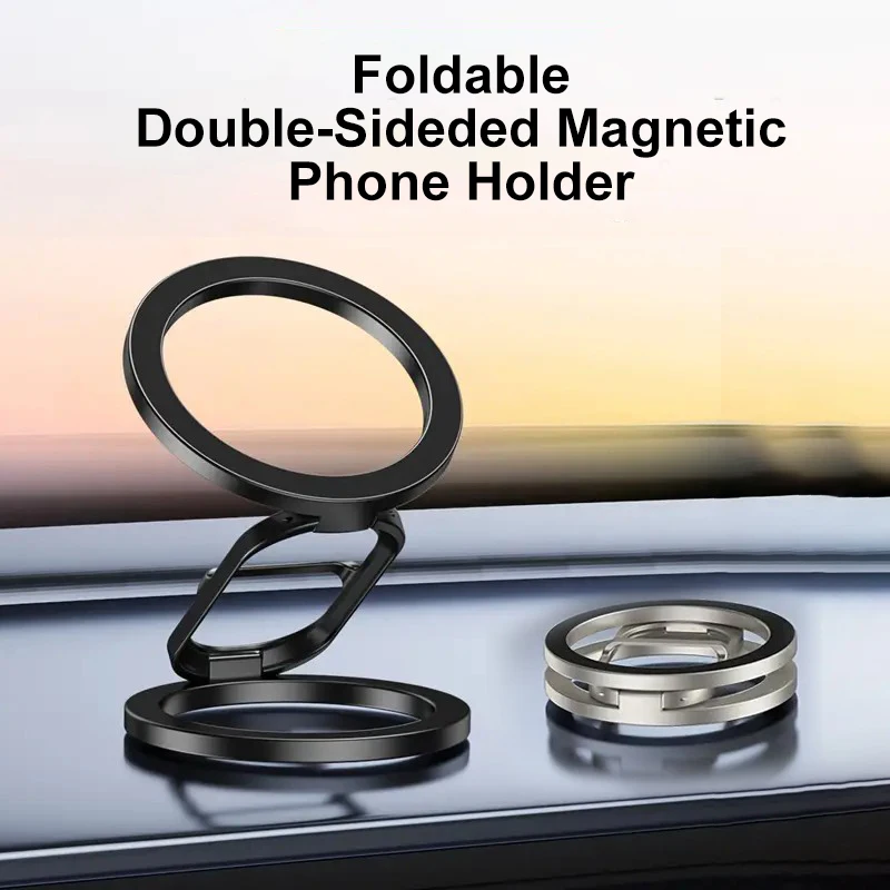 Mini Foldable Car Double-Sideded Magnetic Phone Holder Ring Wall Desktop Mobile Phone Holder Mount Magnetic Car Stable Holder