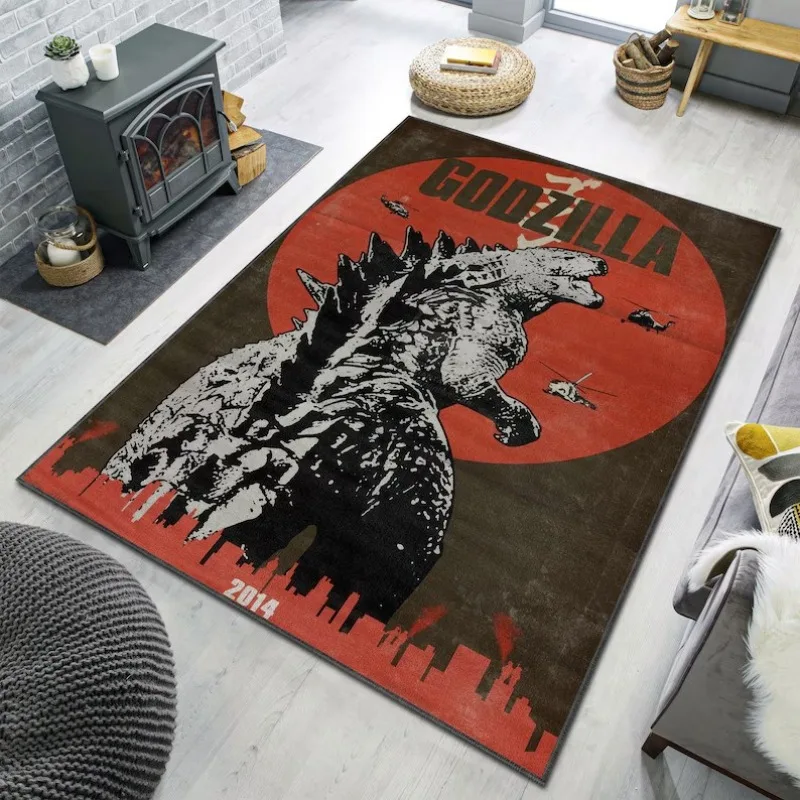 Monstrous Godzilla City Attack Area Rug Dramatic Movie-Inspired Home Decor Carpet Perfect for Film Enthusiast Non Slip Floor Mat