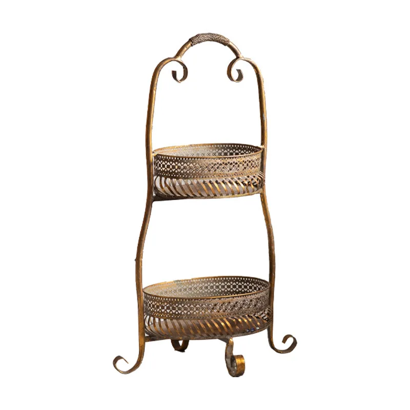 

Metal storage rack Home living room Movable multi-layer snack fruit rack