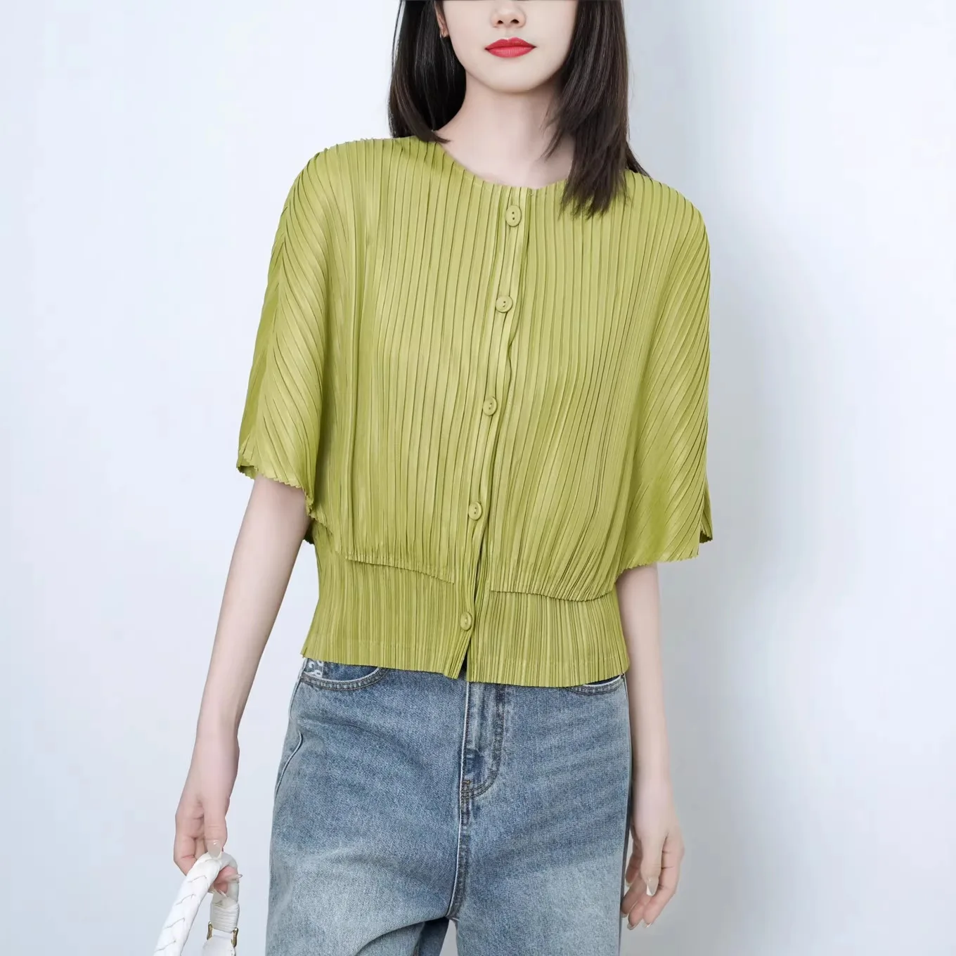 

Женская плиссированная рубашка Miyake, новинка 2026 года, весенне-летний дизайн, тонкий кардиган-топ, высококачественная, модная, для женщин