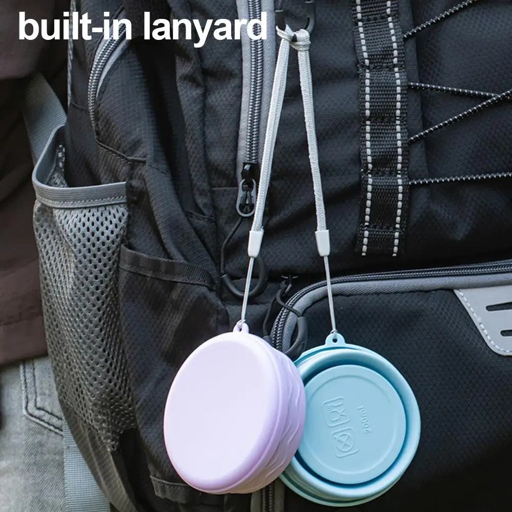Foldable Silicone Cup With Lid Portable Travel Mug Collapsible Coffee Water Cups Eco Friendly Outdoor Camping Drinkware view 5