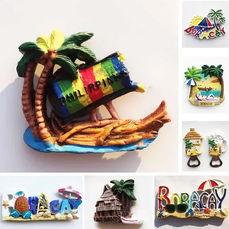 Philippines Boracay Fridge Magnets Tourism Souvenir 3d Resin Crafts Magnetic Refrigerator Magnetic Stickers Bottle Opener Decor